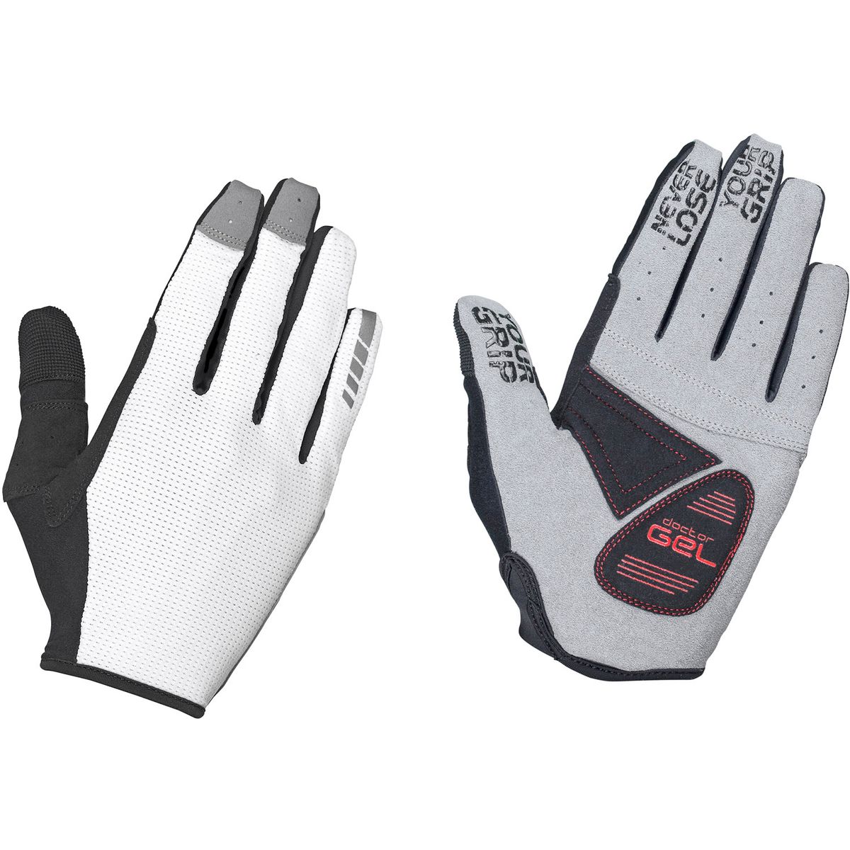 GripGrab Shark Padded Full Finger Cykelhandske - Hvid