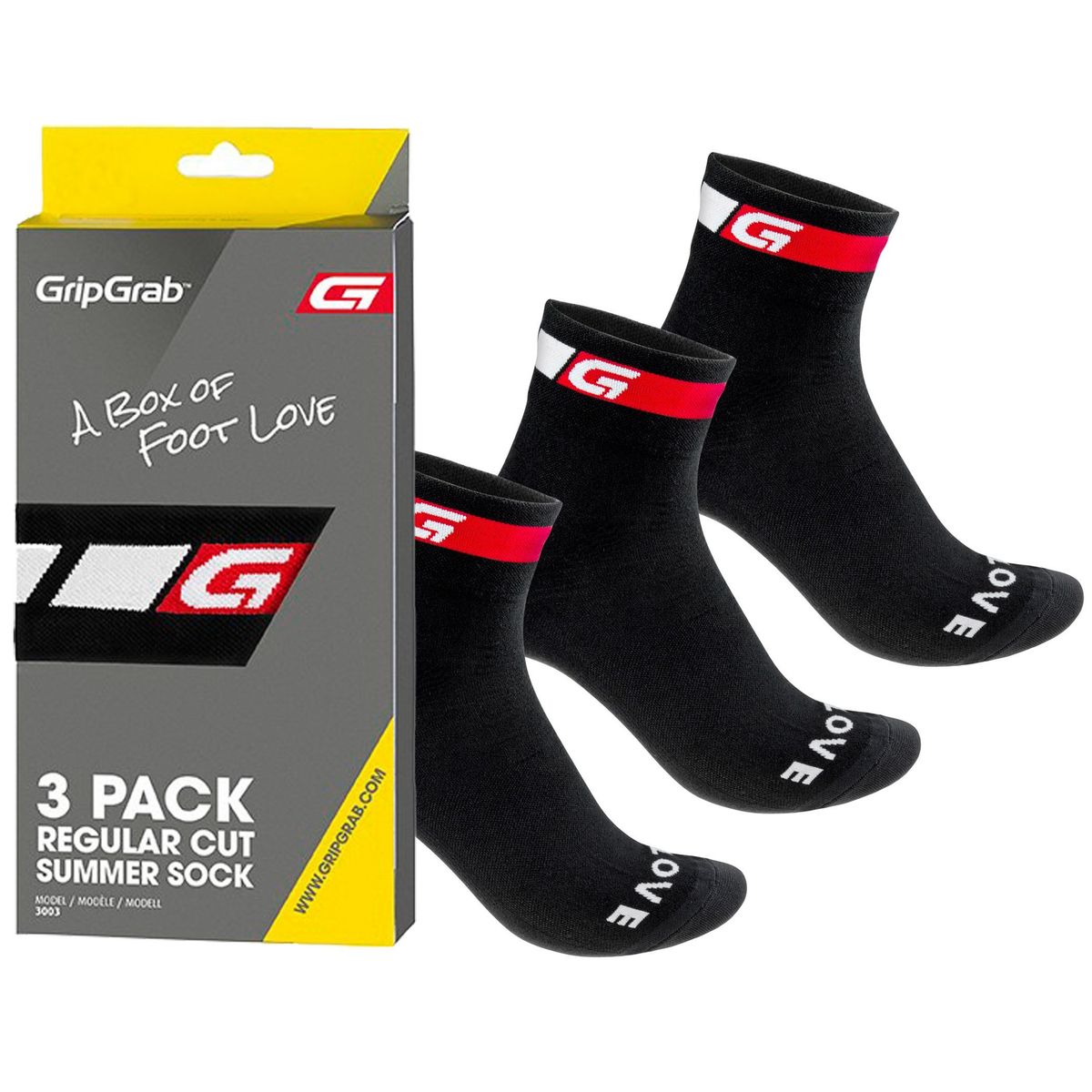 GripGrab 3-Pack Regular Cut Summer Sock, sort