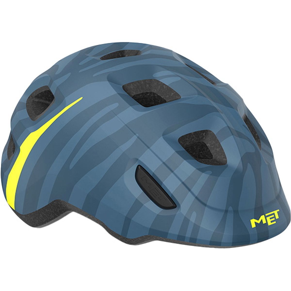 MET Helmet Hooray m. LED lys MIPS "Green Buckle" - Blue Zebra