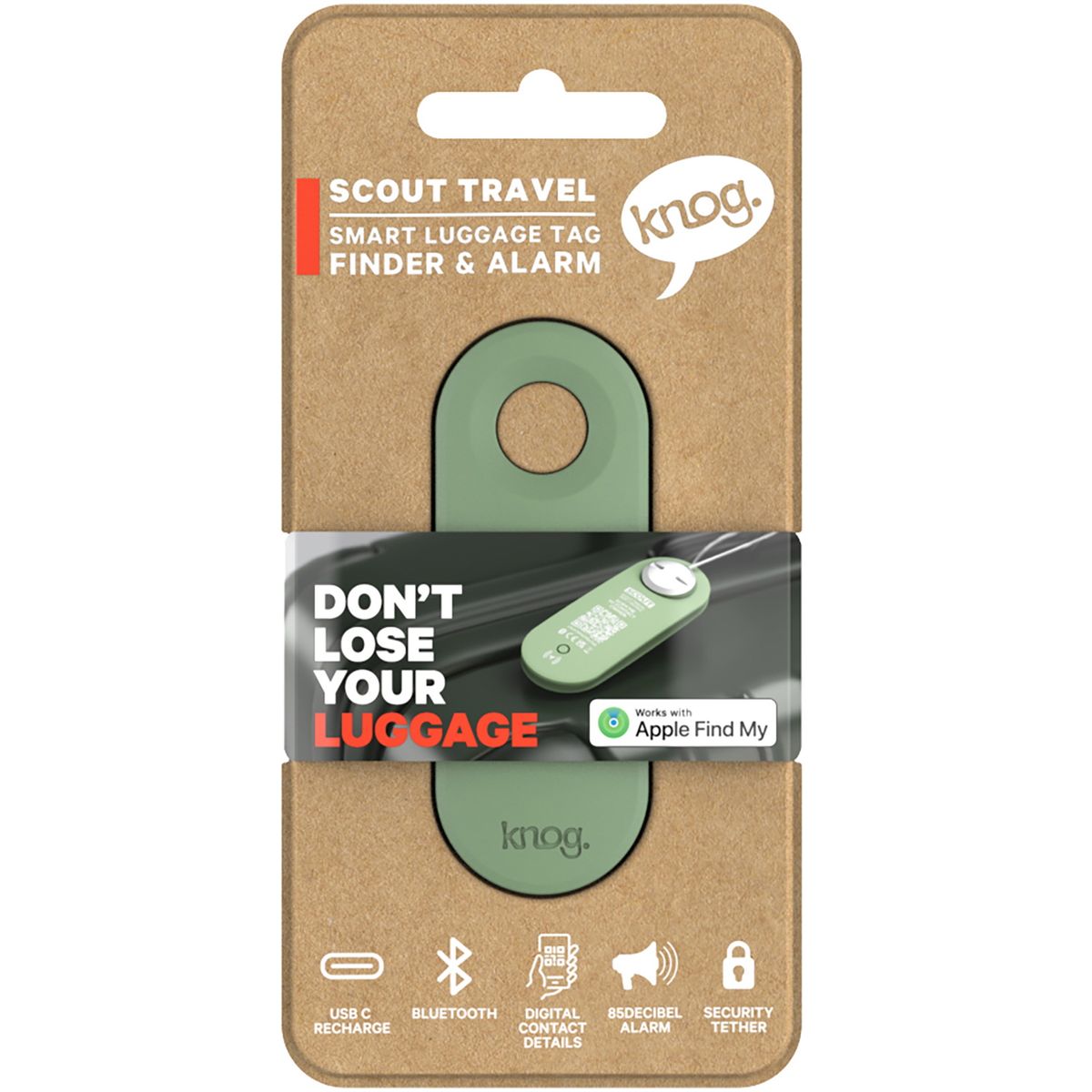 Knog Scout Travel Alarm & GPS Locator - Grøn (Apple Find My)