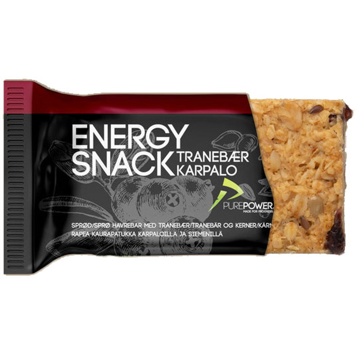 Purepower Energy Snack Tranebær - 60g