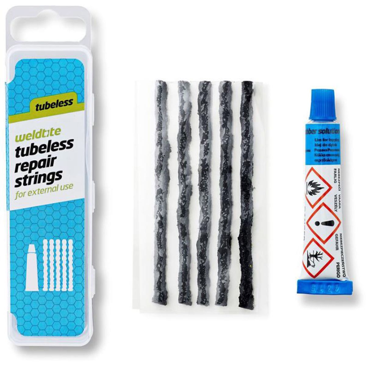 Weldtite Tubeless Kit inkl. lim 5 dæk-plugs m.v.