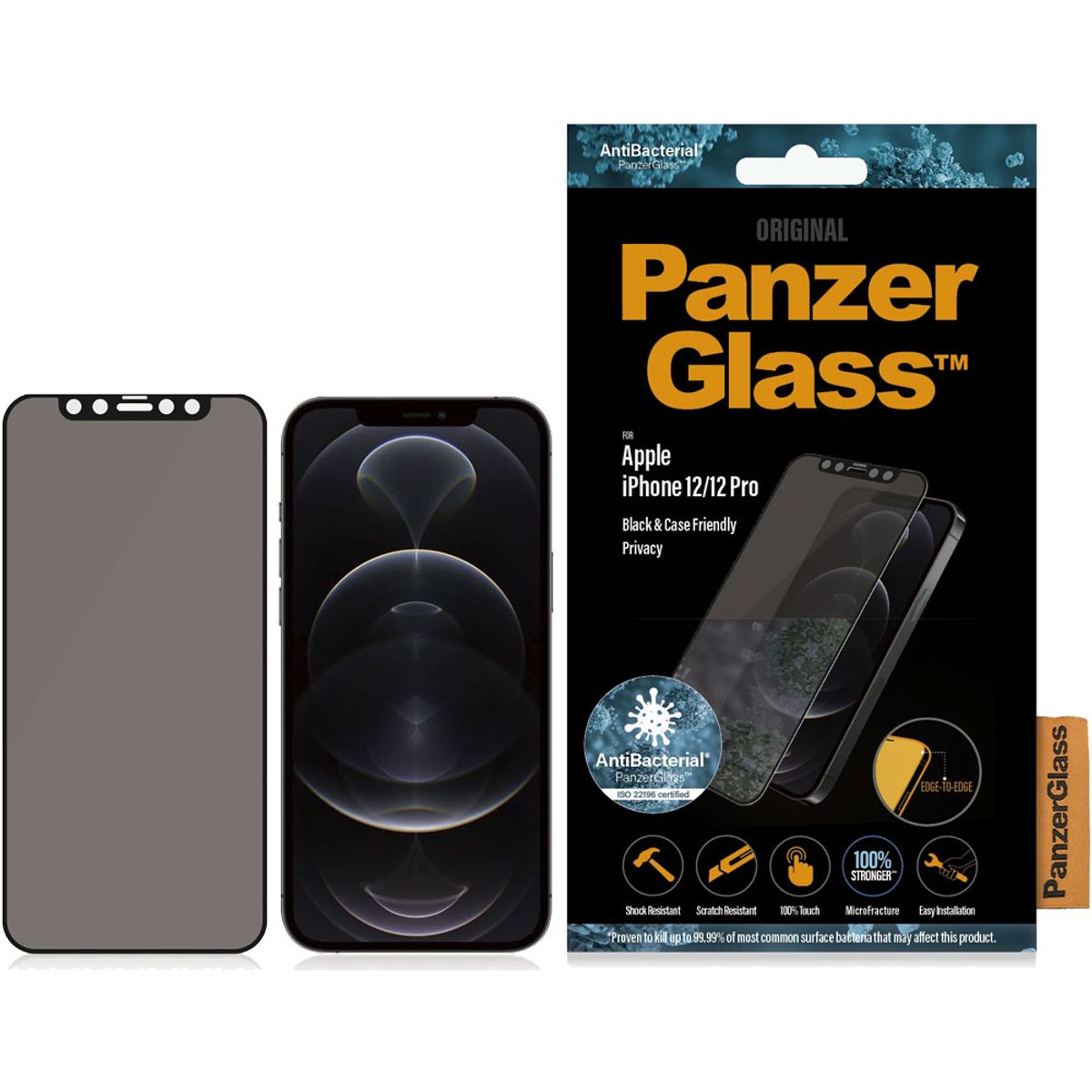 Panzerglass Apple iPhone 12/12 Pro Case Friendly Privacy beskyttelselsglas