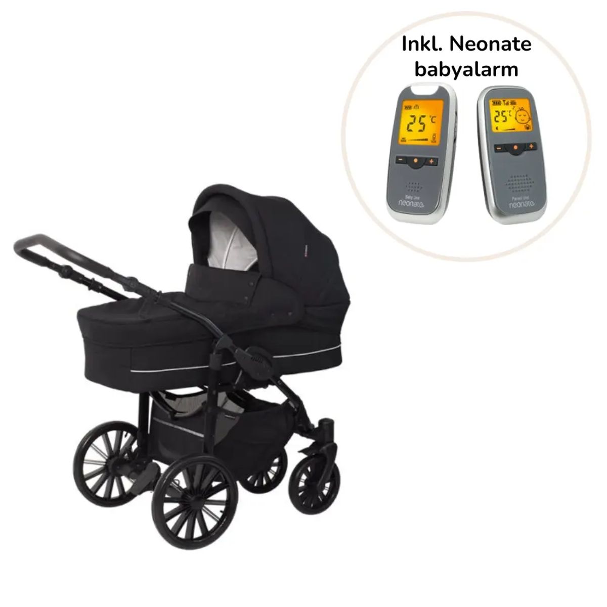 Nordic Lux barnevogn - Dusty black inkl. Neonate BC-6900D