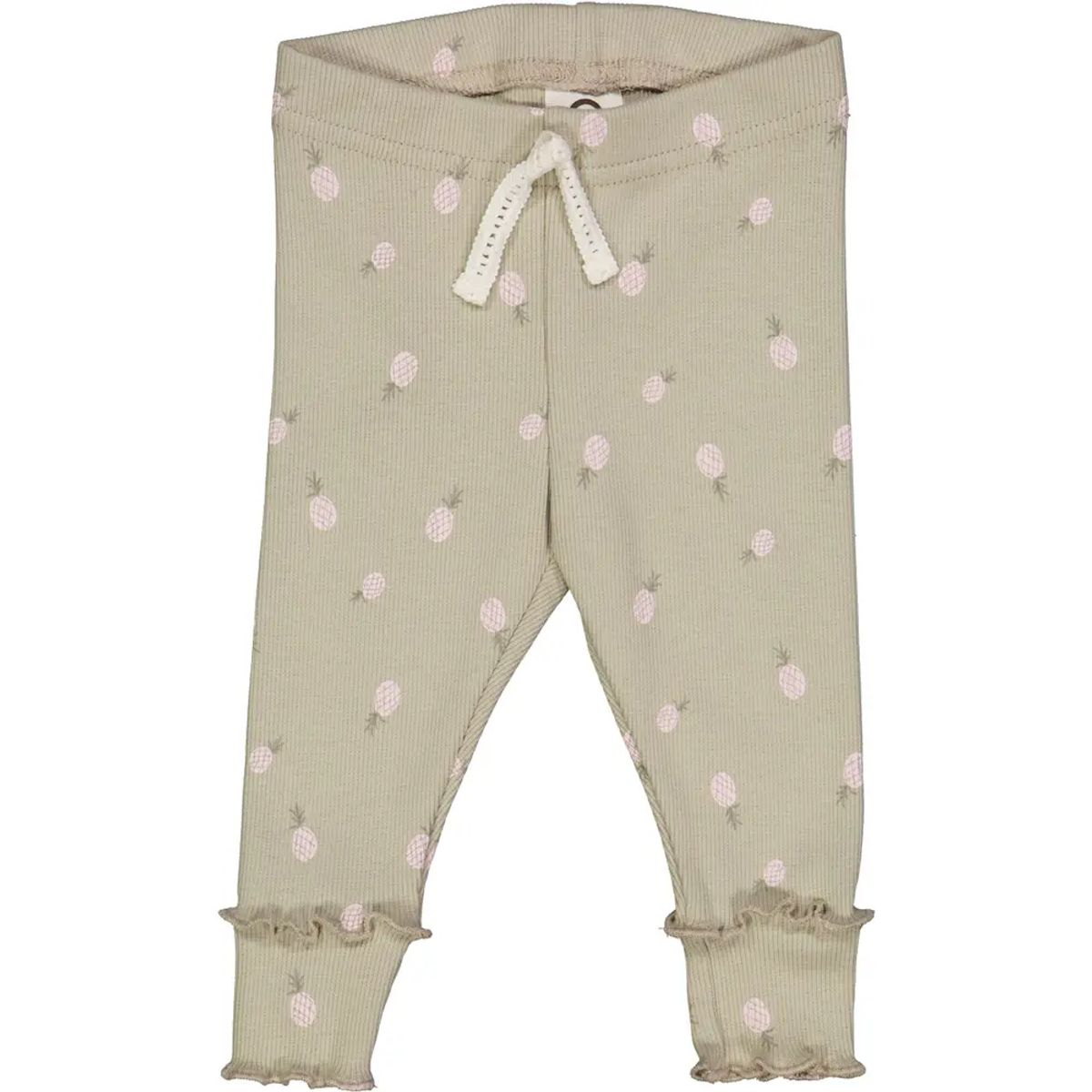 Pineapple rib leggings med flæser - Soft green/ Poetry green/ Mary - 80