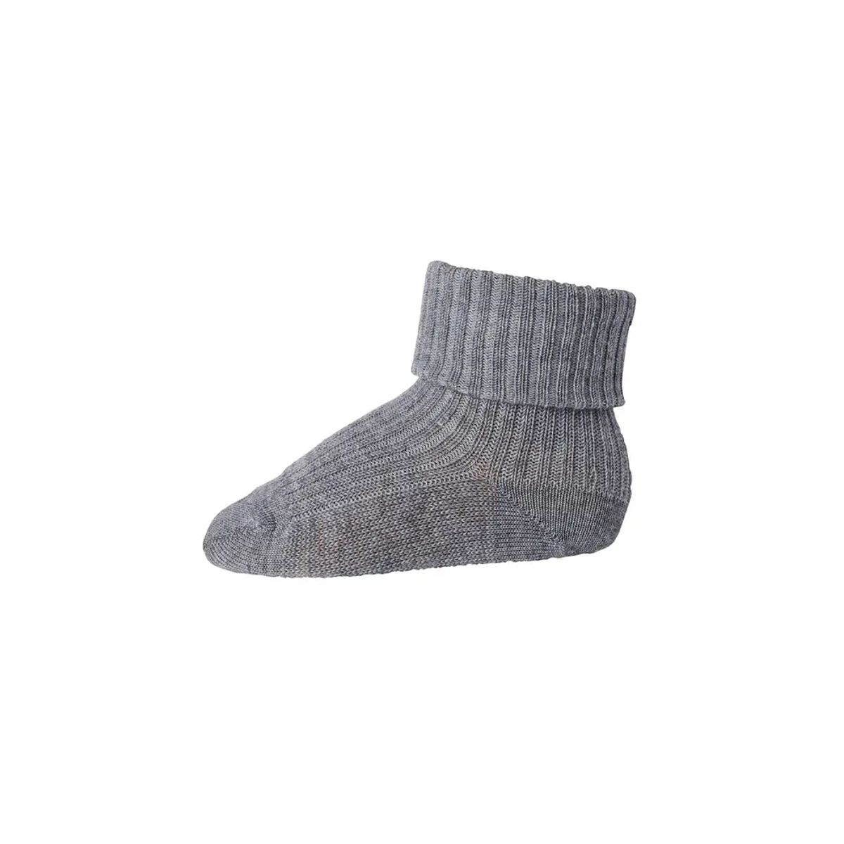 Uld Ankelstrømpe I Rib - 491-Grey - 25/28