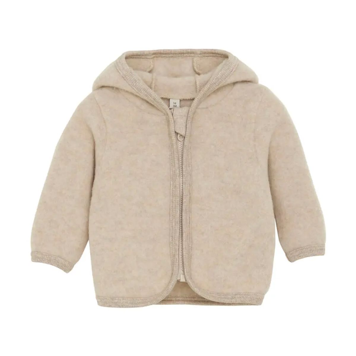 Cardigan m. Ører Uld Fleece - Camel Melange - 62