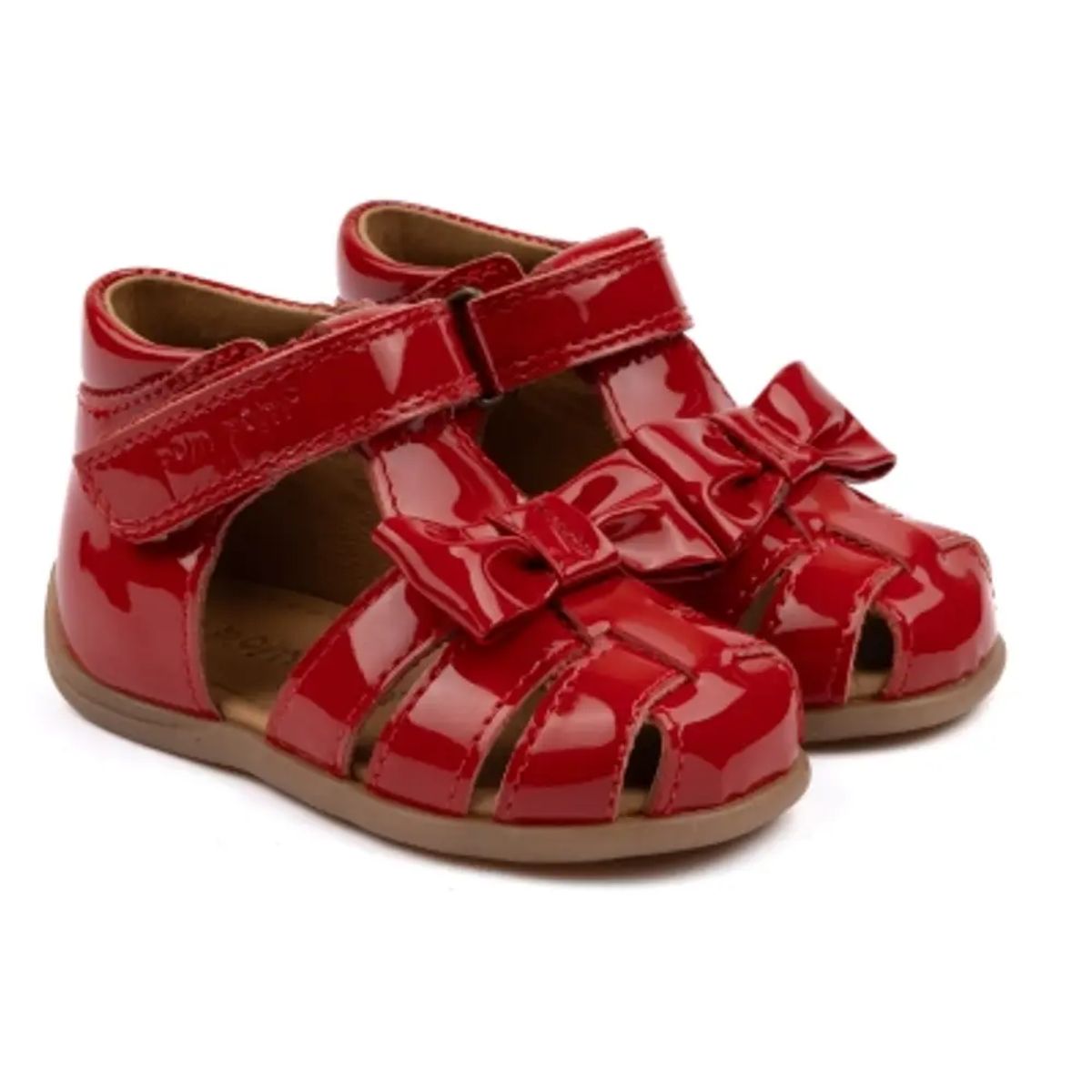 Starters Bow Velcro Sandal - RED PATENT - 21