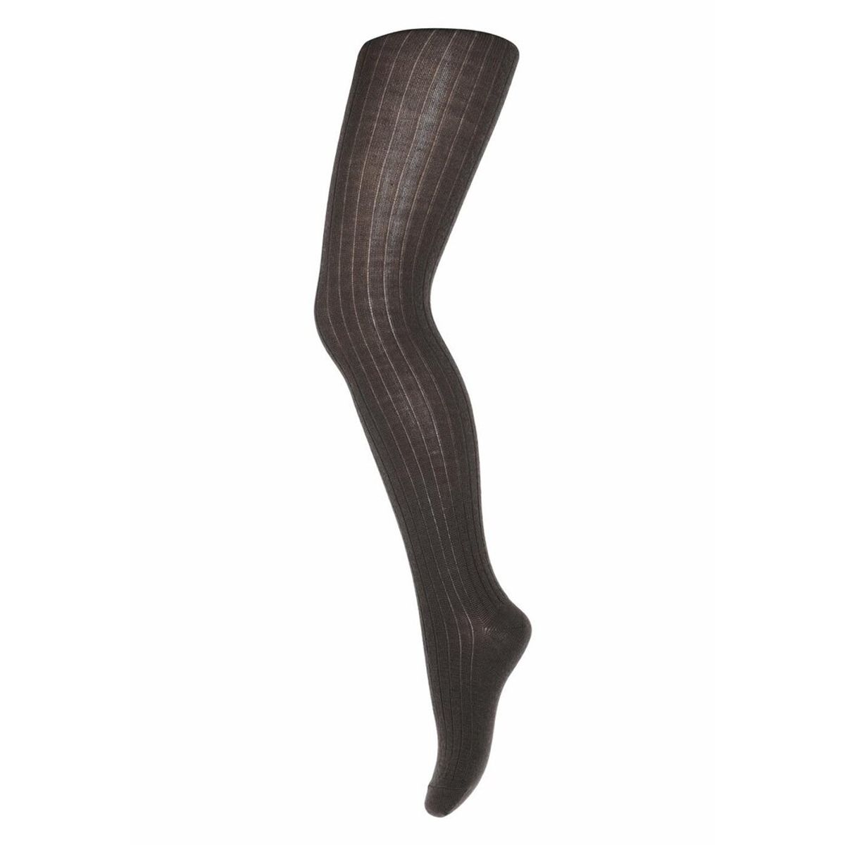 Basic rib strømpebuks - Dark brown - 110