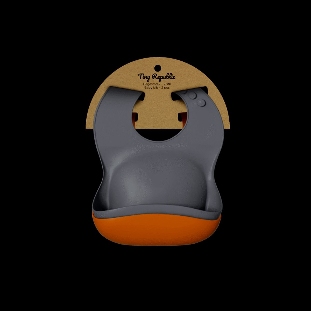 Silicone hagesmæk, 2-pk, grey +pumpkin