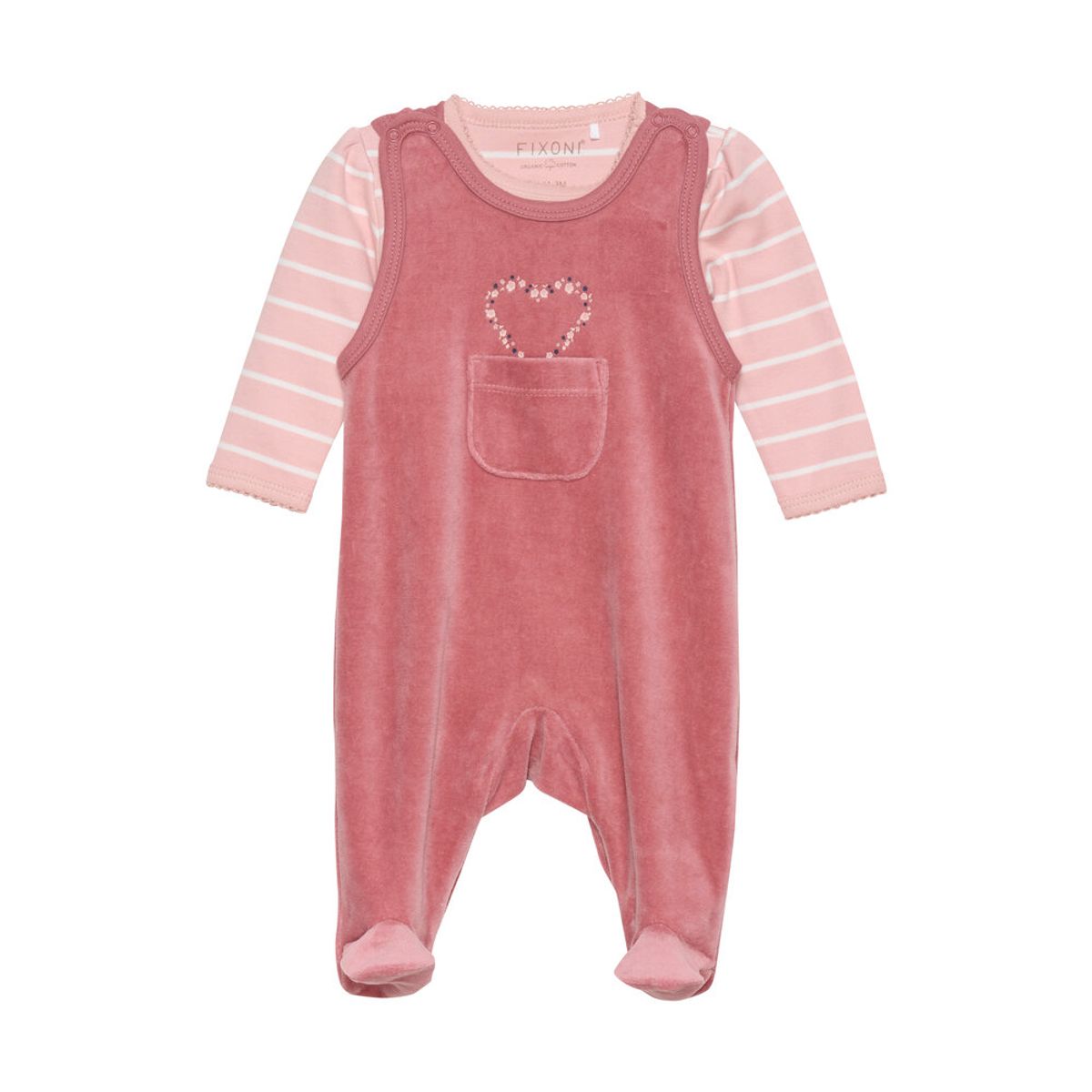 Body langærmet m.velour romper - Withered Rose - 50