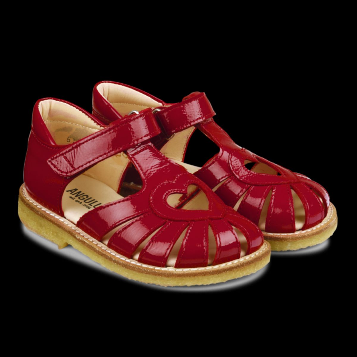 Hjerte Sandal Med Lukket Tå Og Velcro - 1377/Dark Red - 24