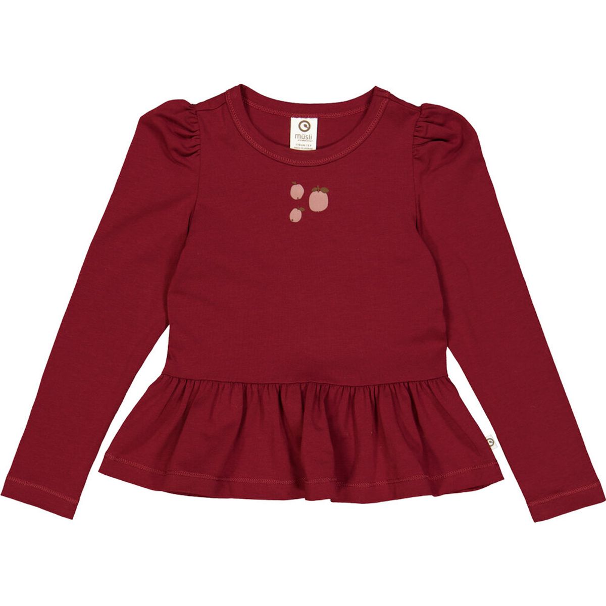 Apple printet bluse med peplum - Cabernet - 116