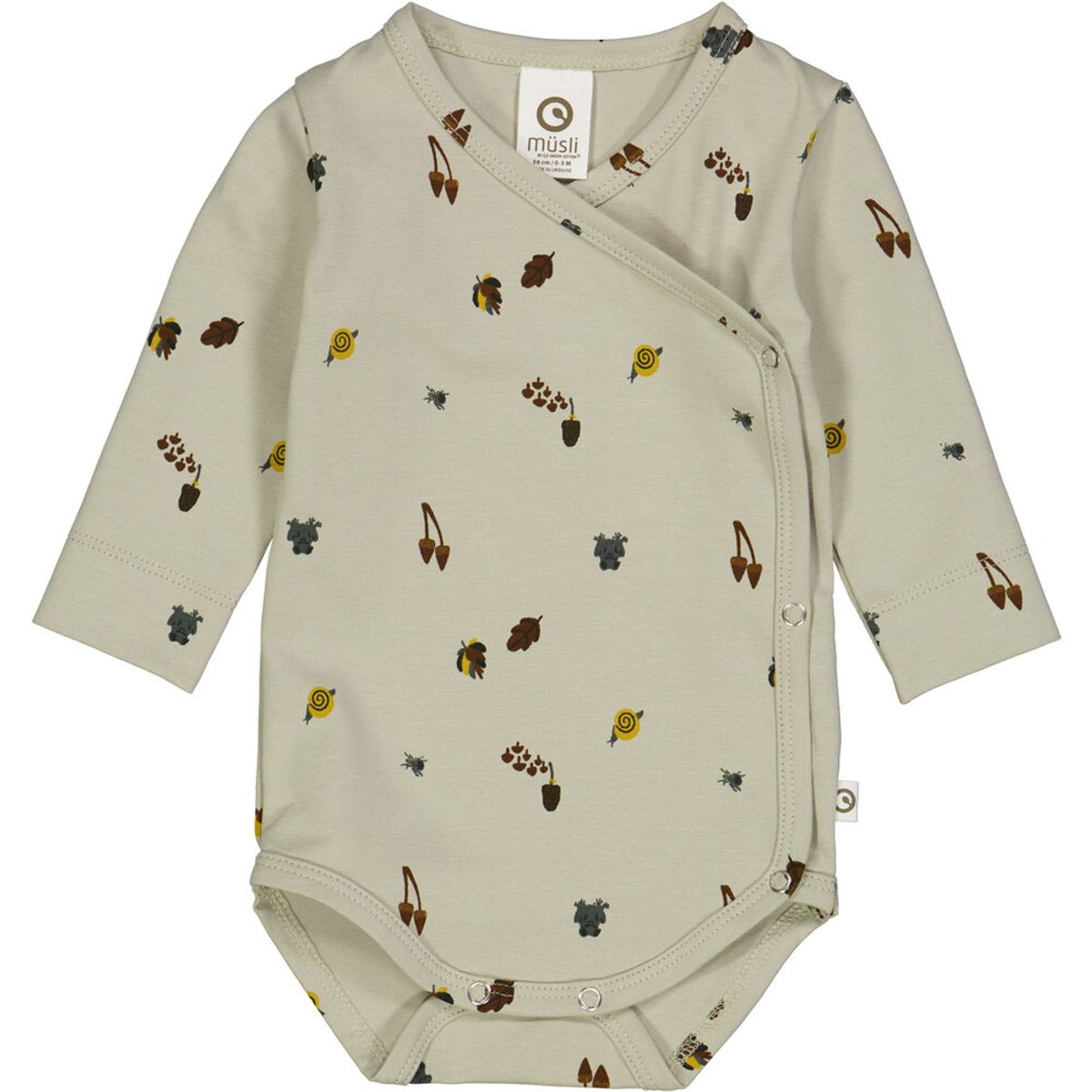 Mini me body med kryds-lukning - Soft green/ Mustard/ Bark - 56