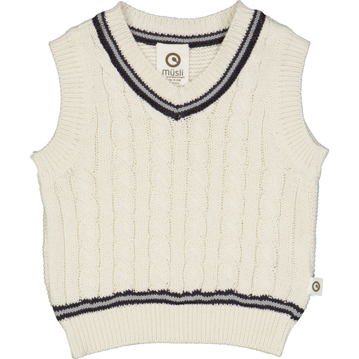 KNIT kabel strikket vest - Balsam cream - 74