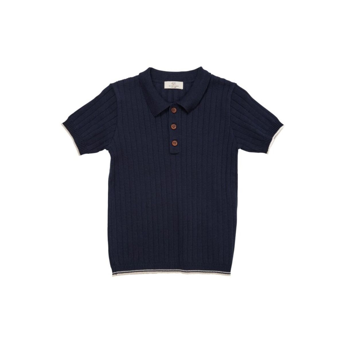 Ribstrikket polo - NAVY - 128