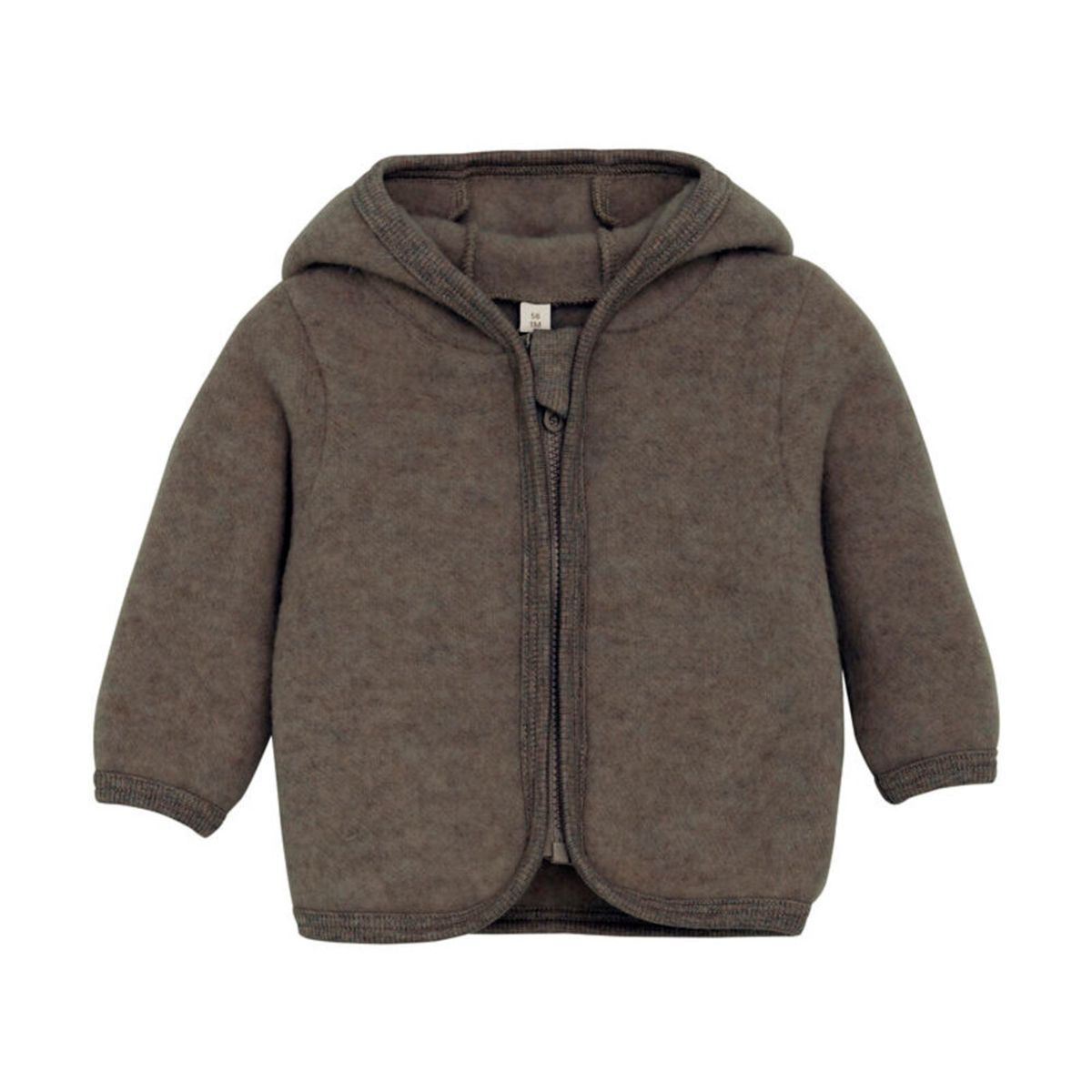 Cardigan m. Ører Uld Fleece - Brown Melange - 62