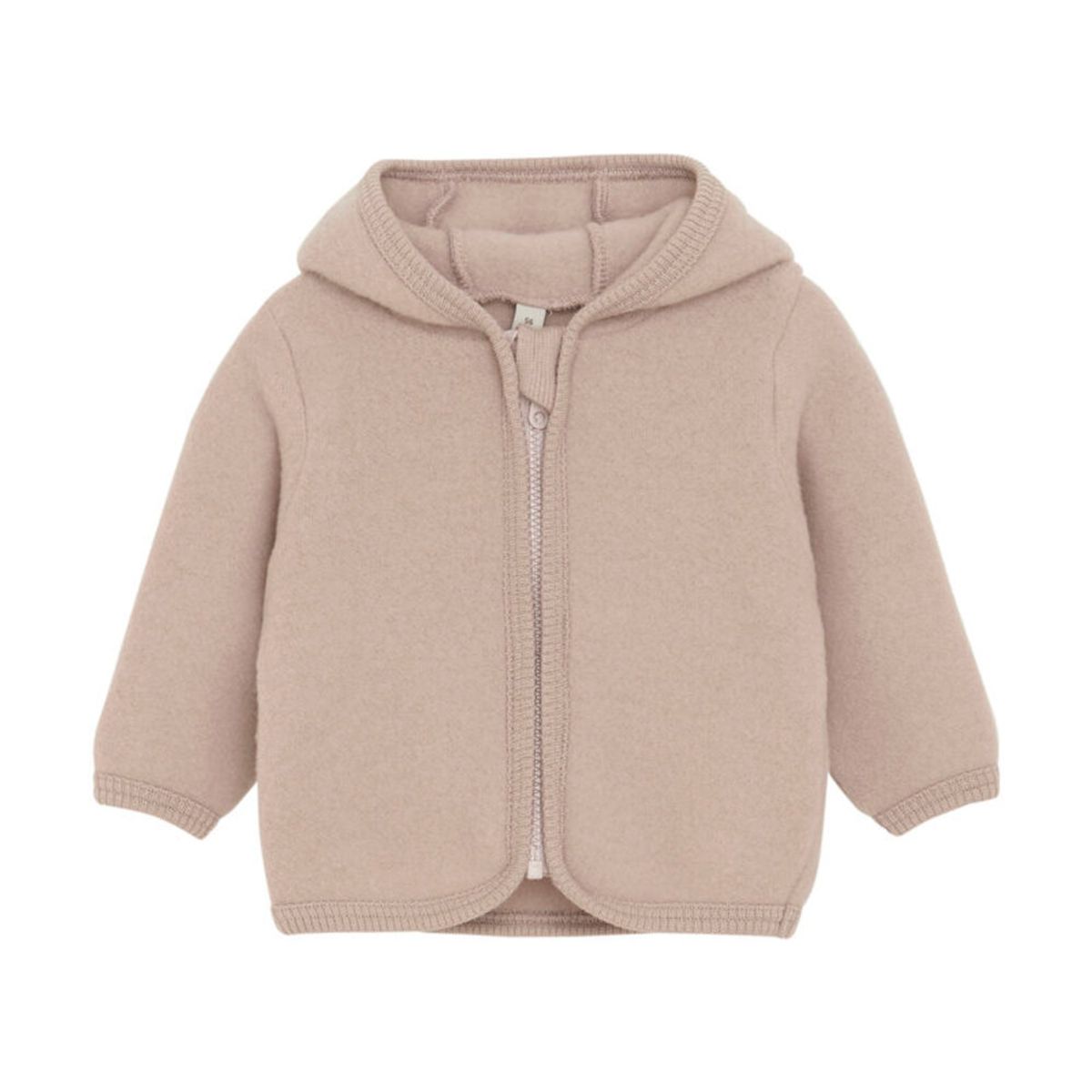 Cardigan m. Ører Uld Fleece - Mahogany Rose - 68