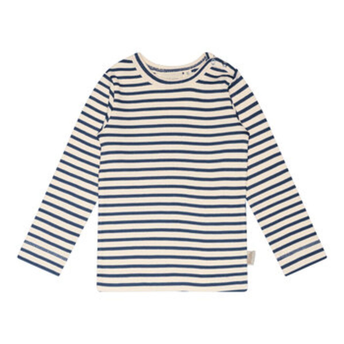 T-shirt langærmet - Denim Blue/Off White - 80