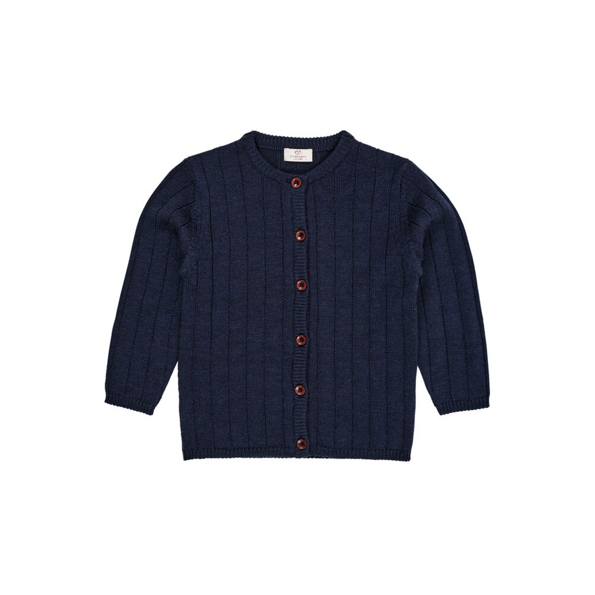 Strikket cardigan m. bred rib - MØRKE BLÅ - 74