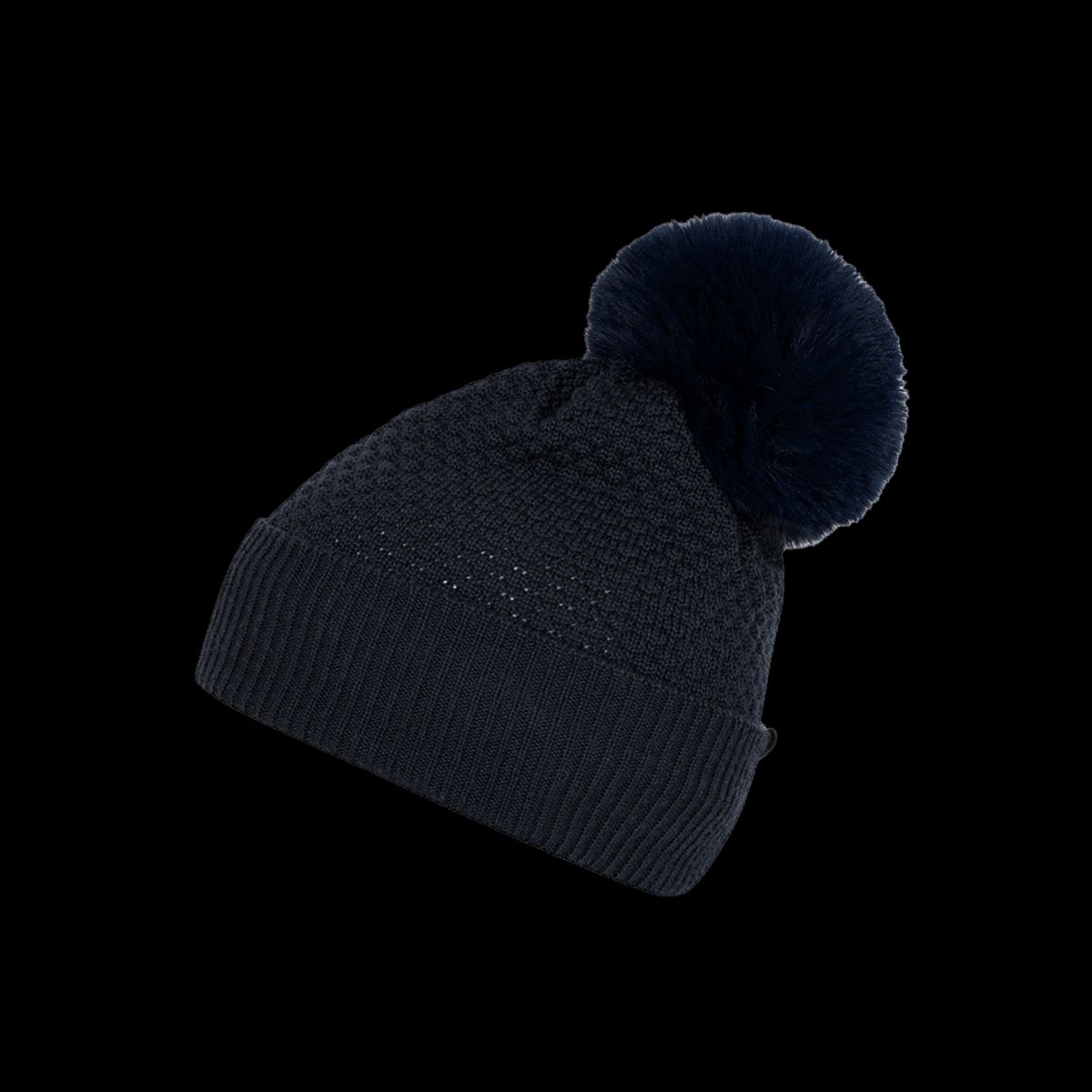 Chunky Oslo Beanie w fake fur - Navy - 47/49