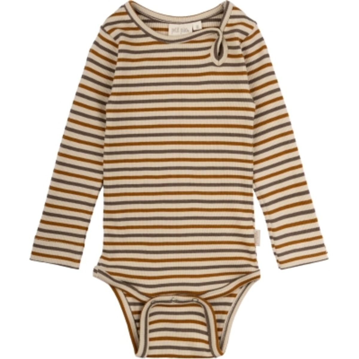 Body langærmet - Chocolate brown/golden sun/dark off white - 74