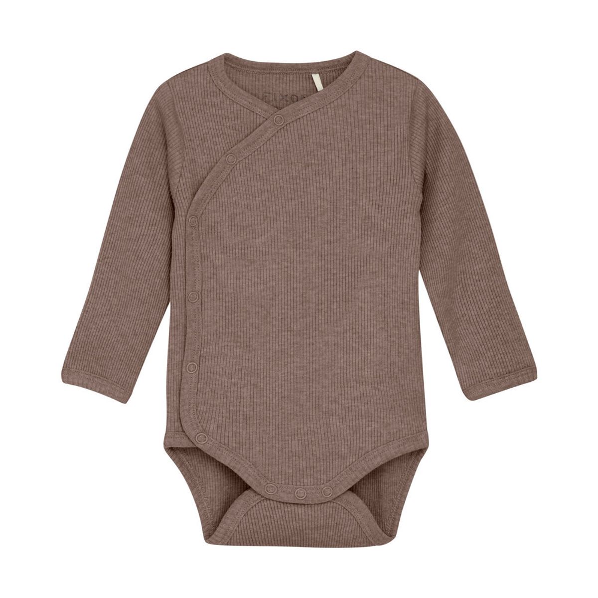 Slå-om Body langærmet Mélange Rib - Deep Taupe - 68