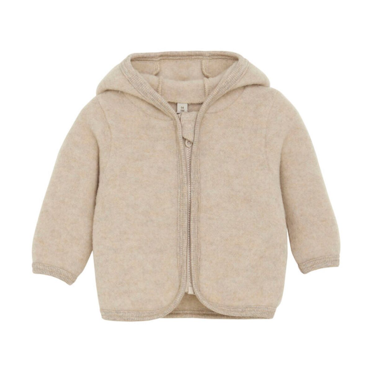 Cardigan m. Ører Uld Fleece - Camel Melange - 86