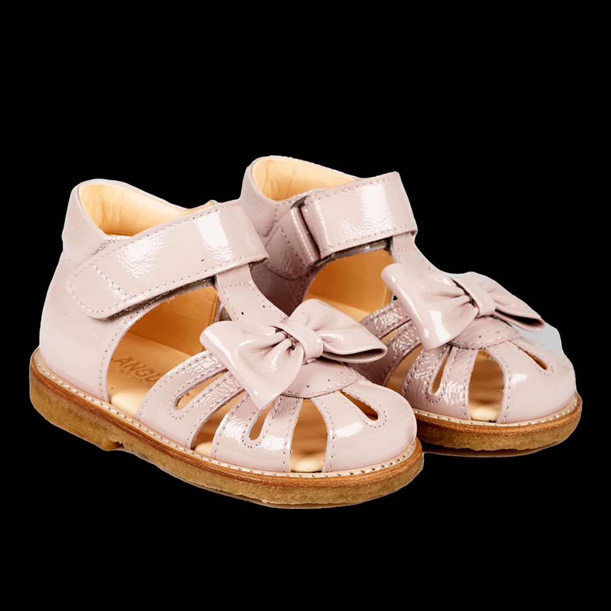 Begynder sandal med sløjfe og velcro lukning - Pale Rose - 25