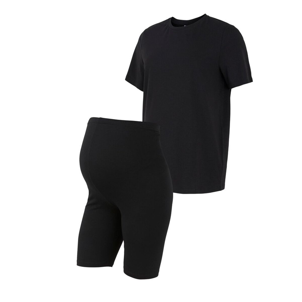 Sally solid t-shirt & shorts sæt - BLACK - XL