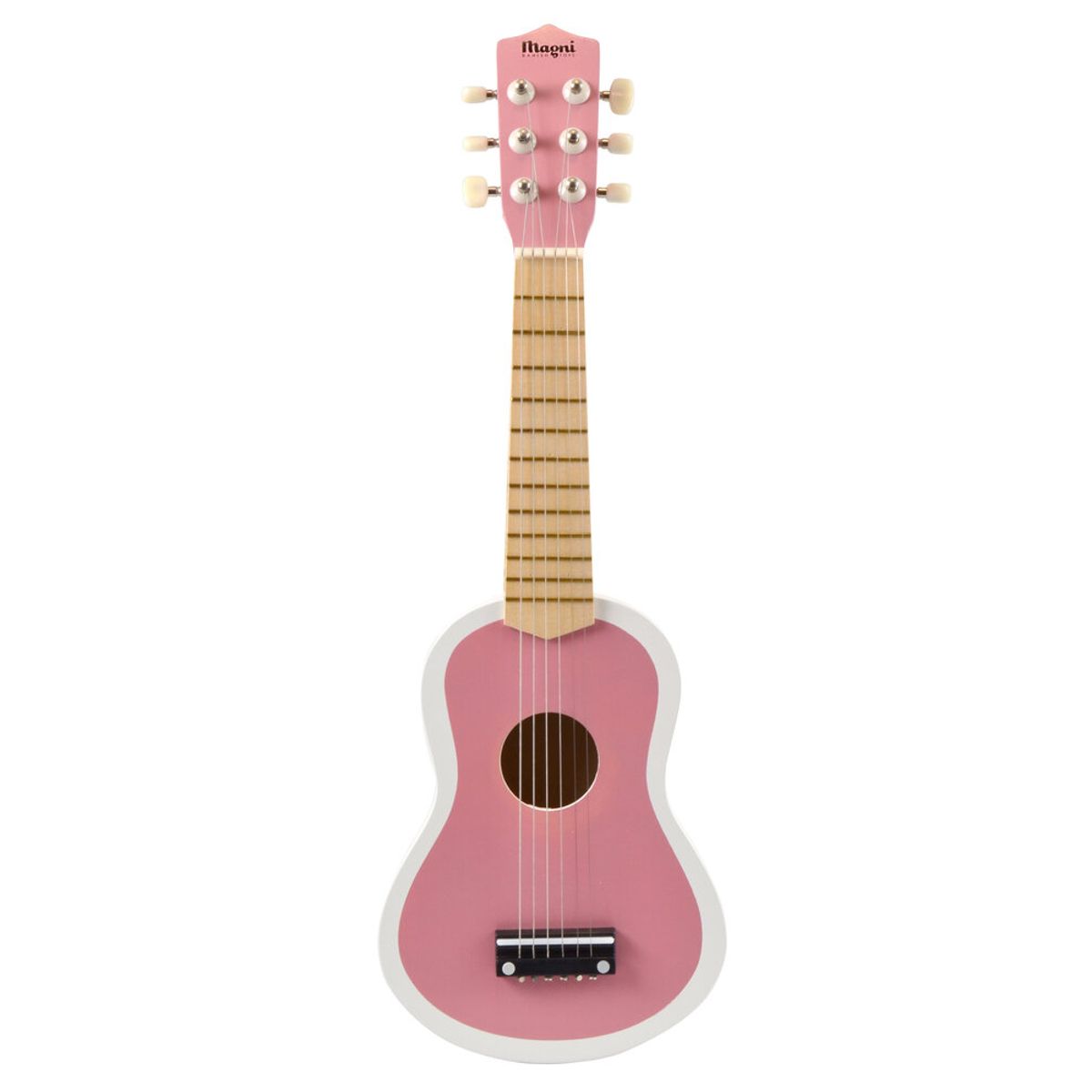 Guitar i rosa/hvid 6 strenge