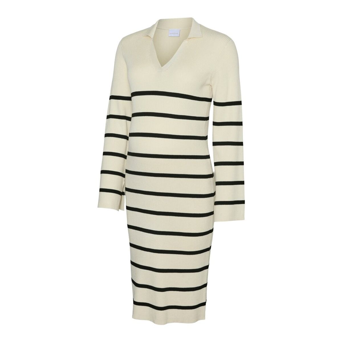 Isabell stripe langærmet strik kjole - BIRCH - XL