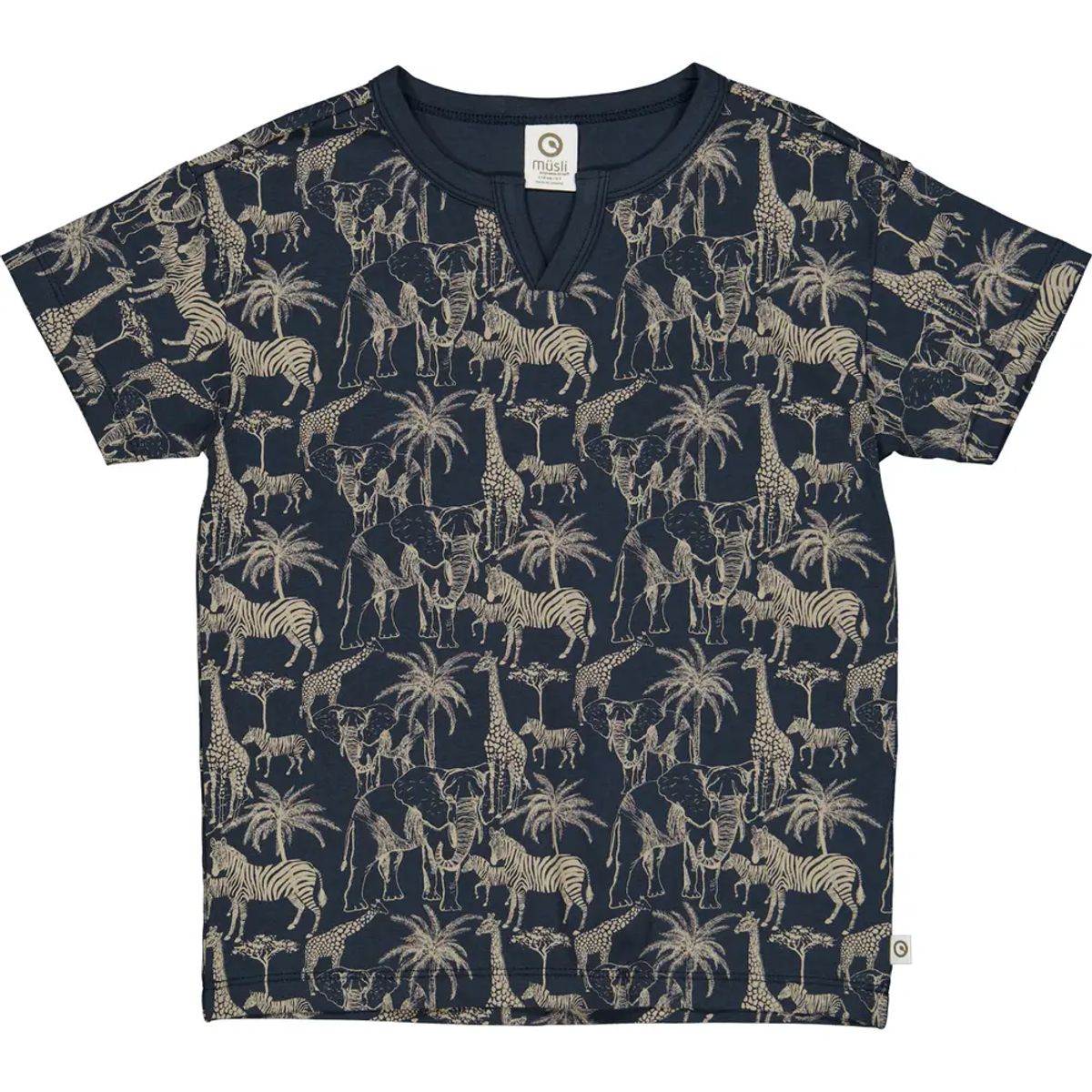 Safari t-shirt med v-hals - Night blue/ Cashmere - 116