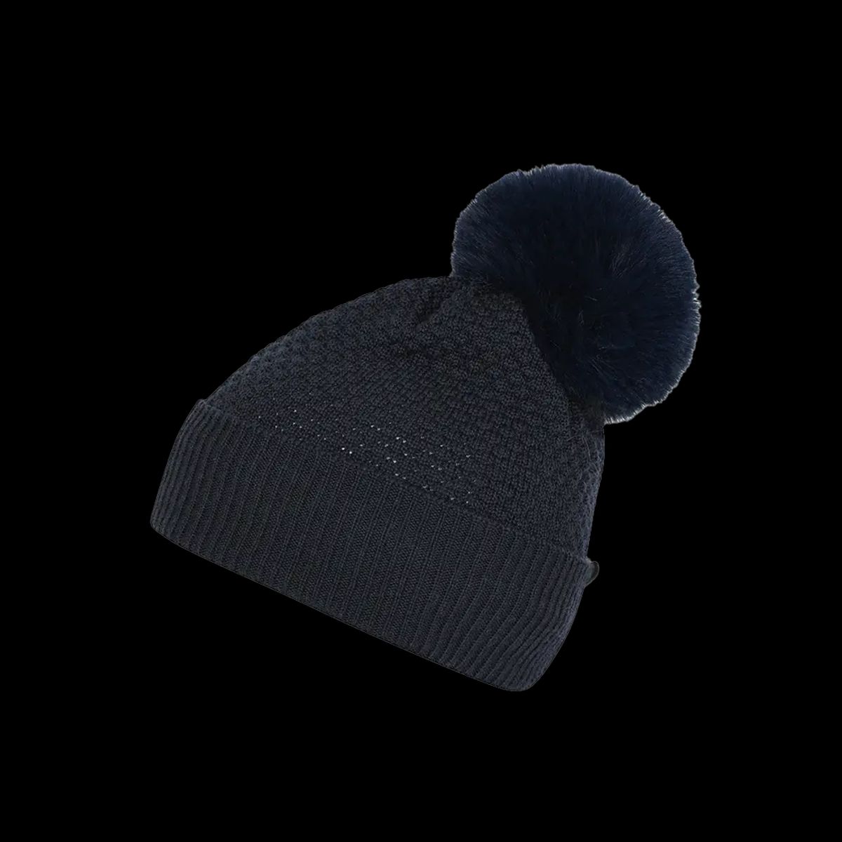 Chunky Oslo Beanie w fake fur - Navy - 55/57