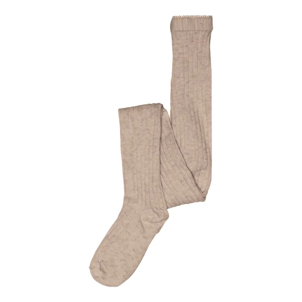 Basic Rib Strømpebuks - Light Brown Melange - 110