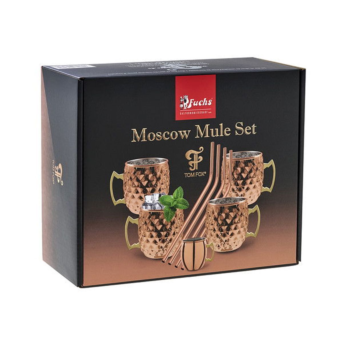 Moscow Mule Diamant Set m. Sugerør 450 Ml Kobber