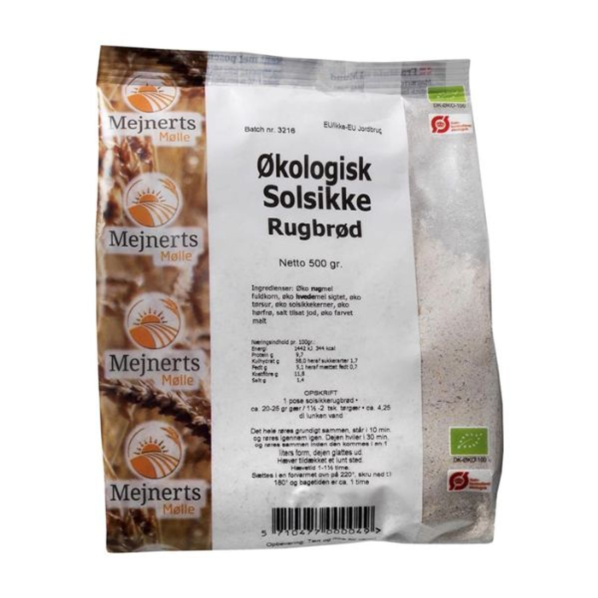 Melmix Solsikkerugbrød Øko Mejnerts Mølle 500g