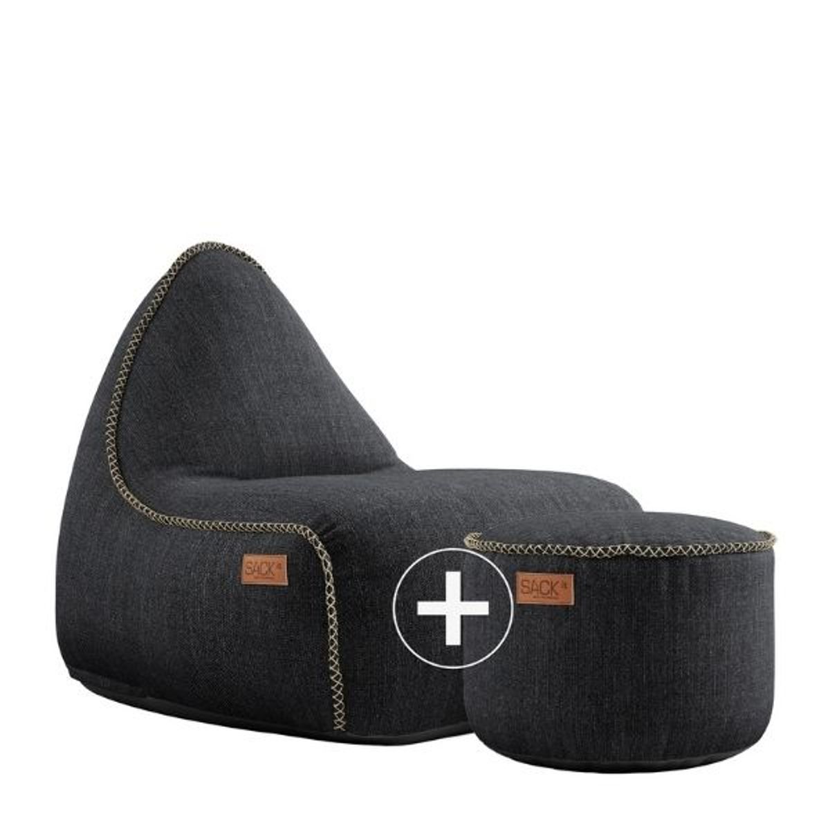 Sackit Cobana Lounge Stol Sort + Pouf