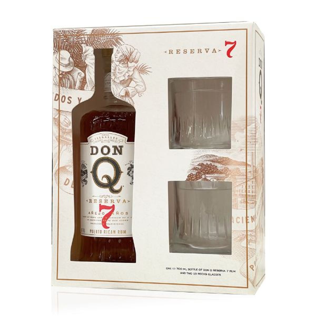 Don Q Reserva 7 Yo Gaveæske M/ 2 Glas