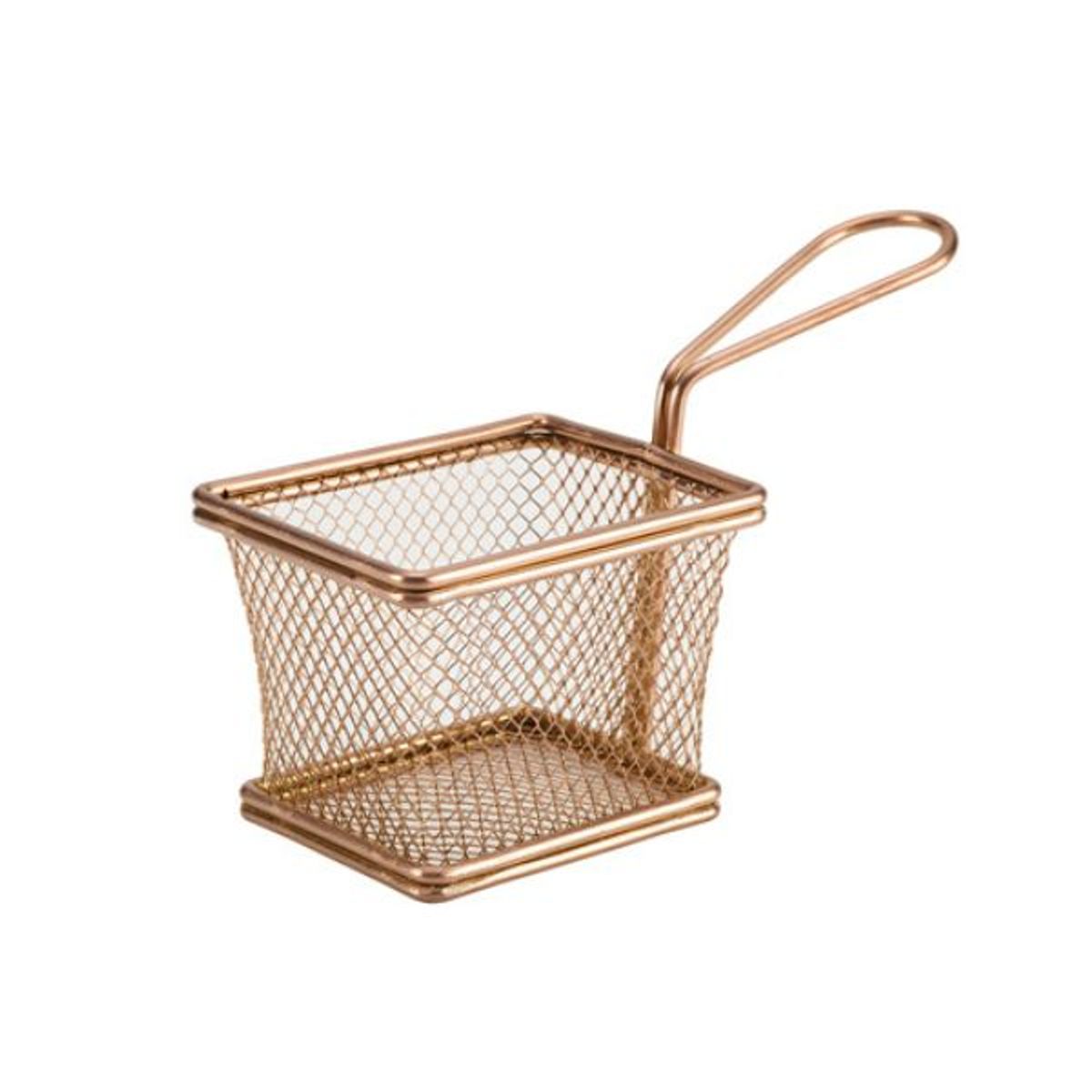 Mini Friturekurv Til Servering Af Pomfritter Kobber 10 x 8 x 7.5cm Rustfrit Stål