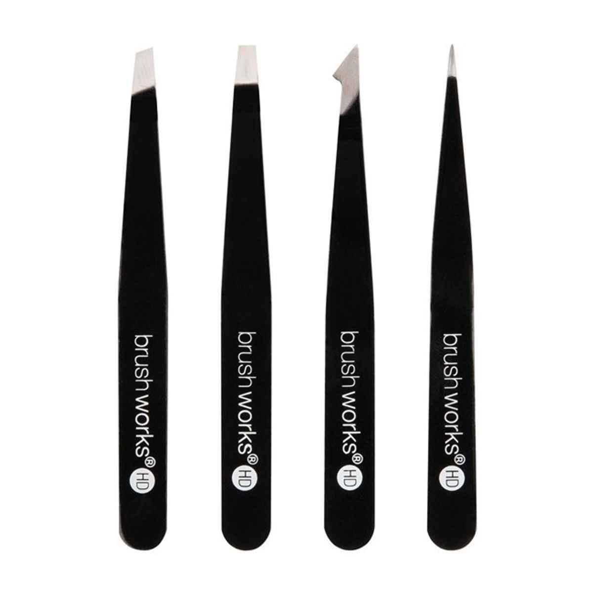 BrushWorks - HD 4 Piece Combination Tweezer Set - Black