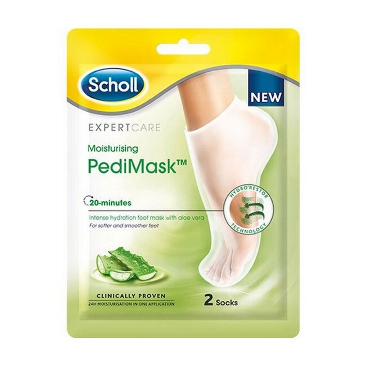 Scholl - Expert Care Moisturising PediMask Aloe Vera - 2 Socks