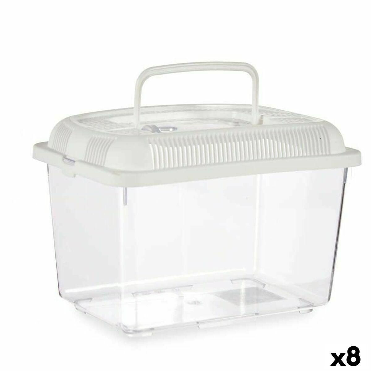 Akvarium Med håndtag Stor Hvid Plastik 7 L 20 x 20 x 30 cm (8 enheder)