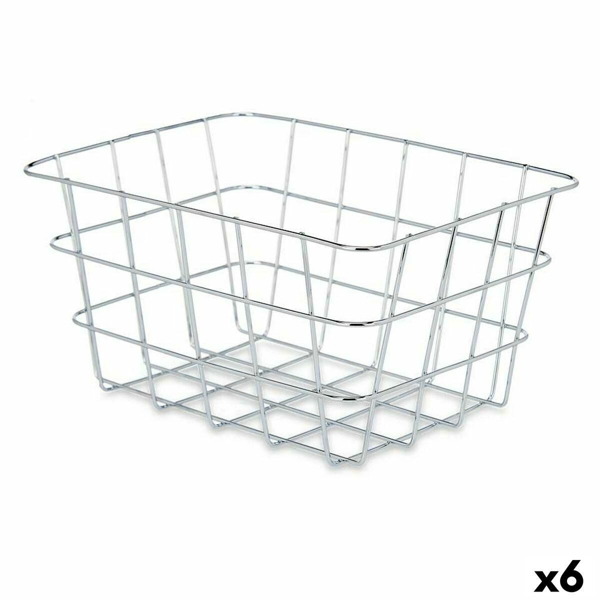 Multibrug kurv Sølvfarvet Metal 24 x 12,5 x 18,5 cm Rektangulær (6 enheder)