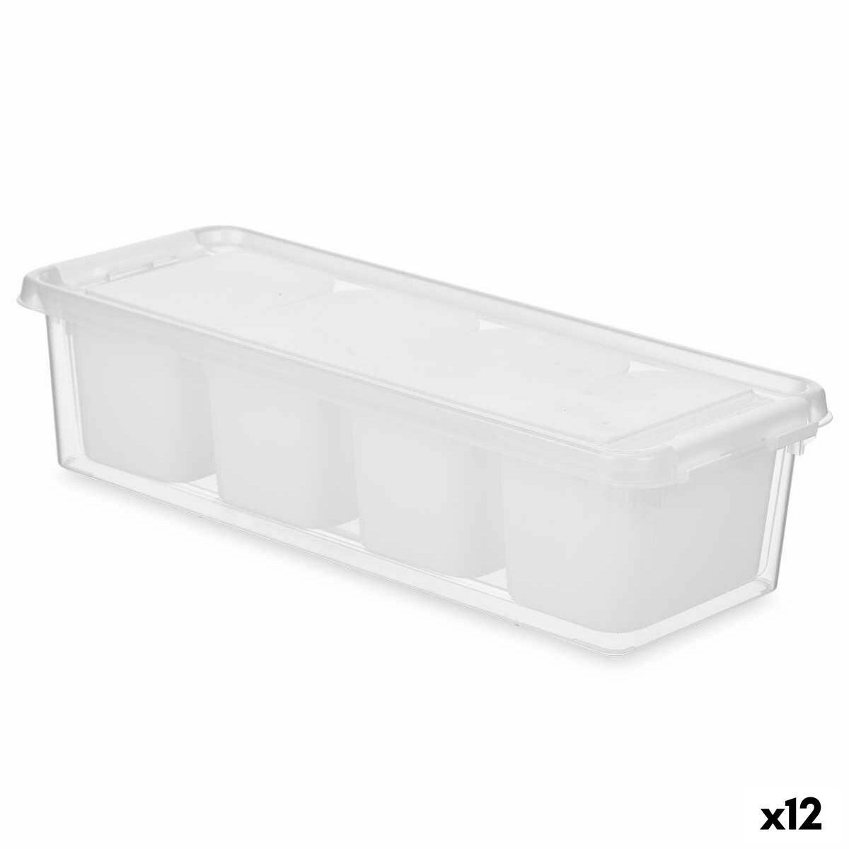 Køleskabsordner Hvid Gennemsigtig Plastik 37,5 x 9 x 14,3 cm (12 enheder)