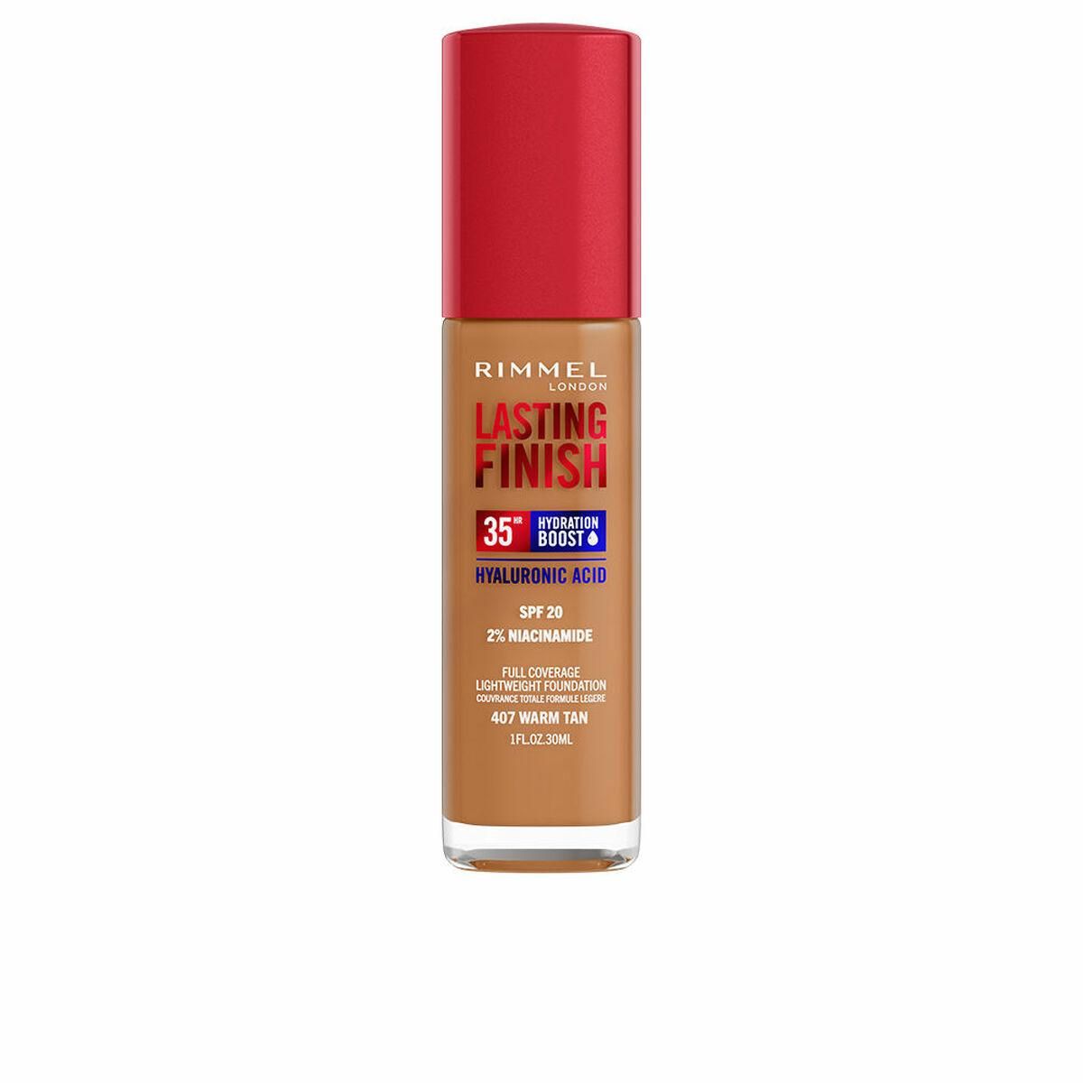 Cremet Make Up Foundation Rimmel London Lasting Finish Nº 407 Warm Tan Spf 20 30 ml