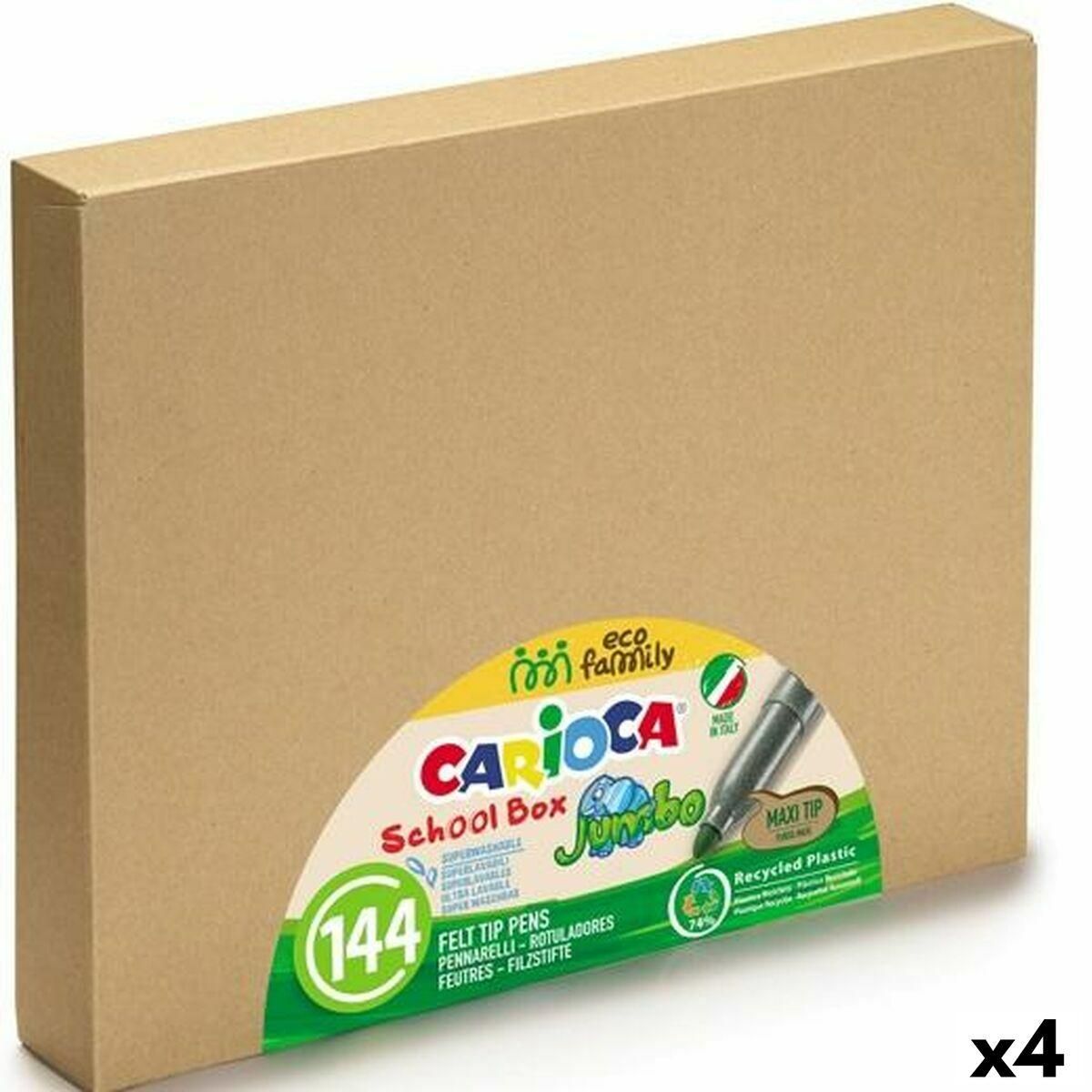 Sæt med Fiberpenne Carioca Schoolbox Multifarvet (4 enheder)