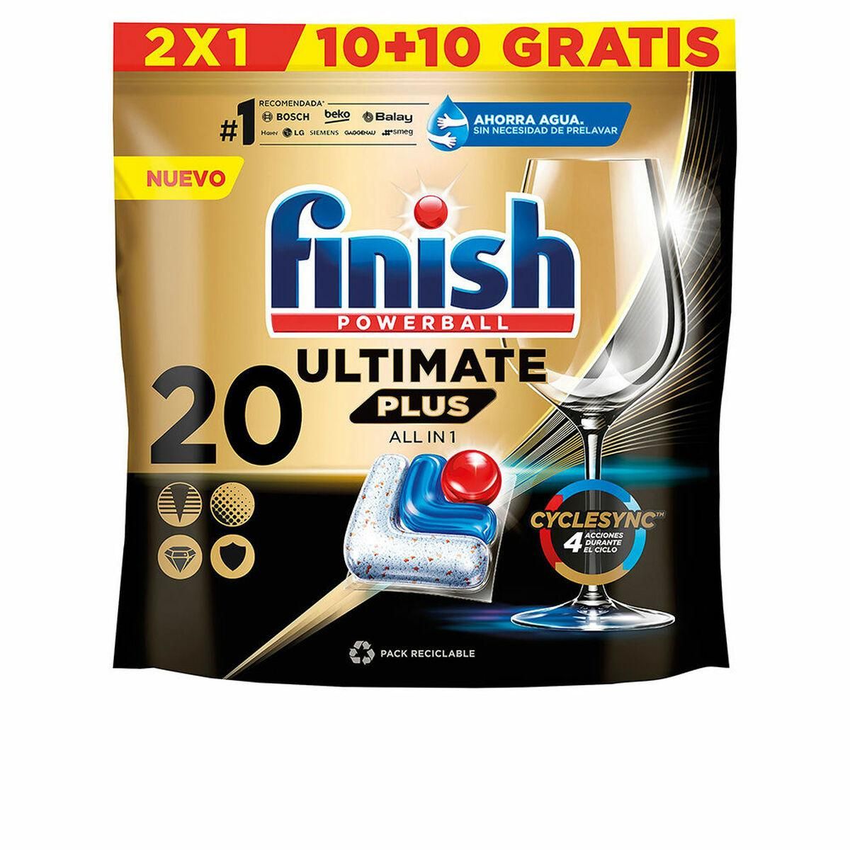 Opvaskemaskine tabletter Finish Ultimate Plus (20 enheder)