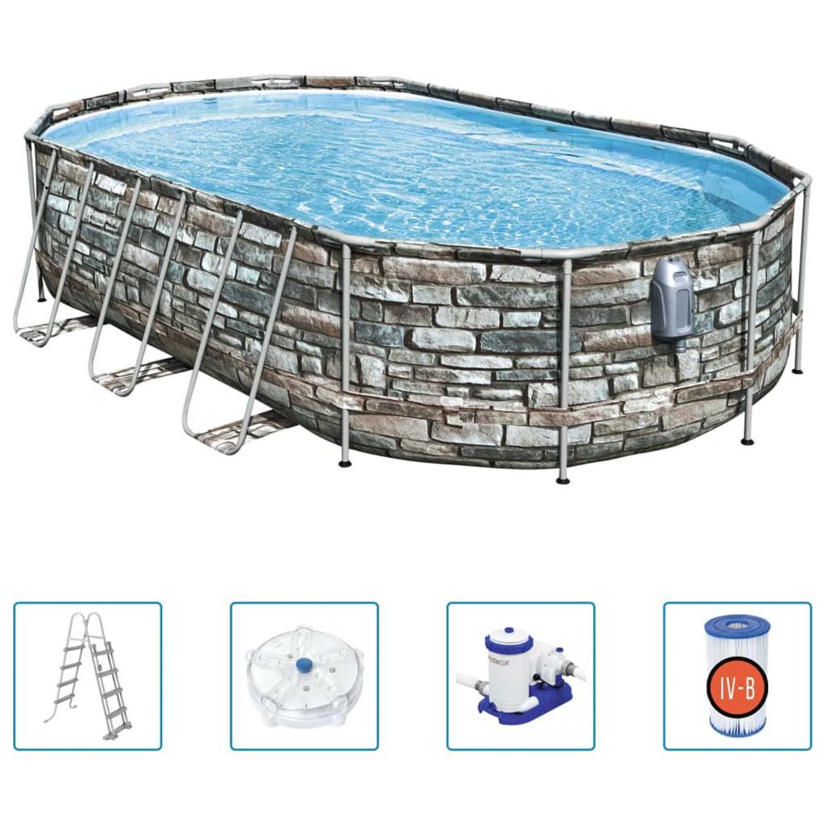 Power Steel Comfort Jet Series poolsæt 610x366x122 cm oval