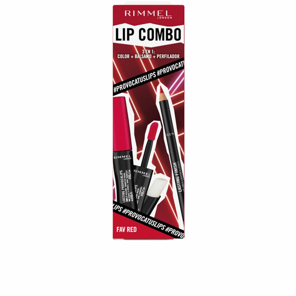 Makeup Sæt Rimmel London Lip Combo 3 Dele Fav Red